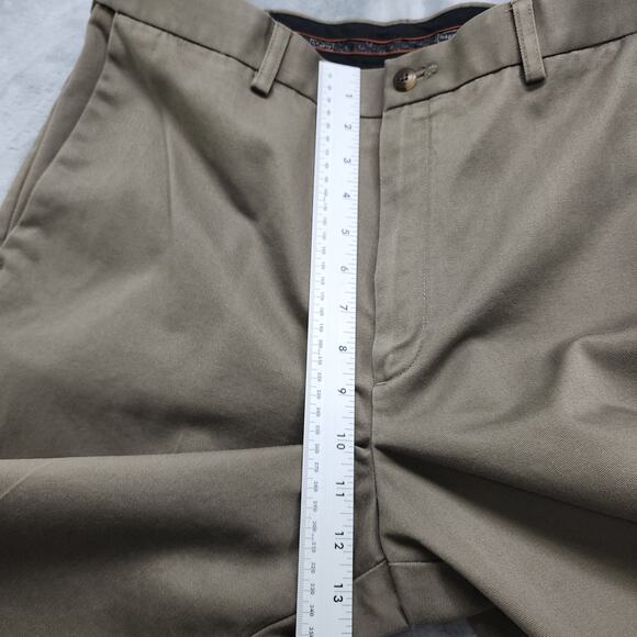 Haggar Pants Mens 36 X 32 Brown Flat Front Straight Fit No Iron Cotton Khakis - Picture 10 of 13